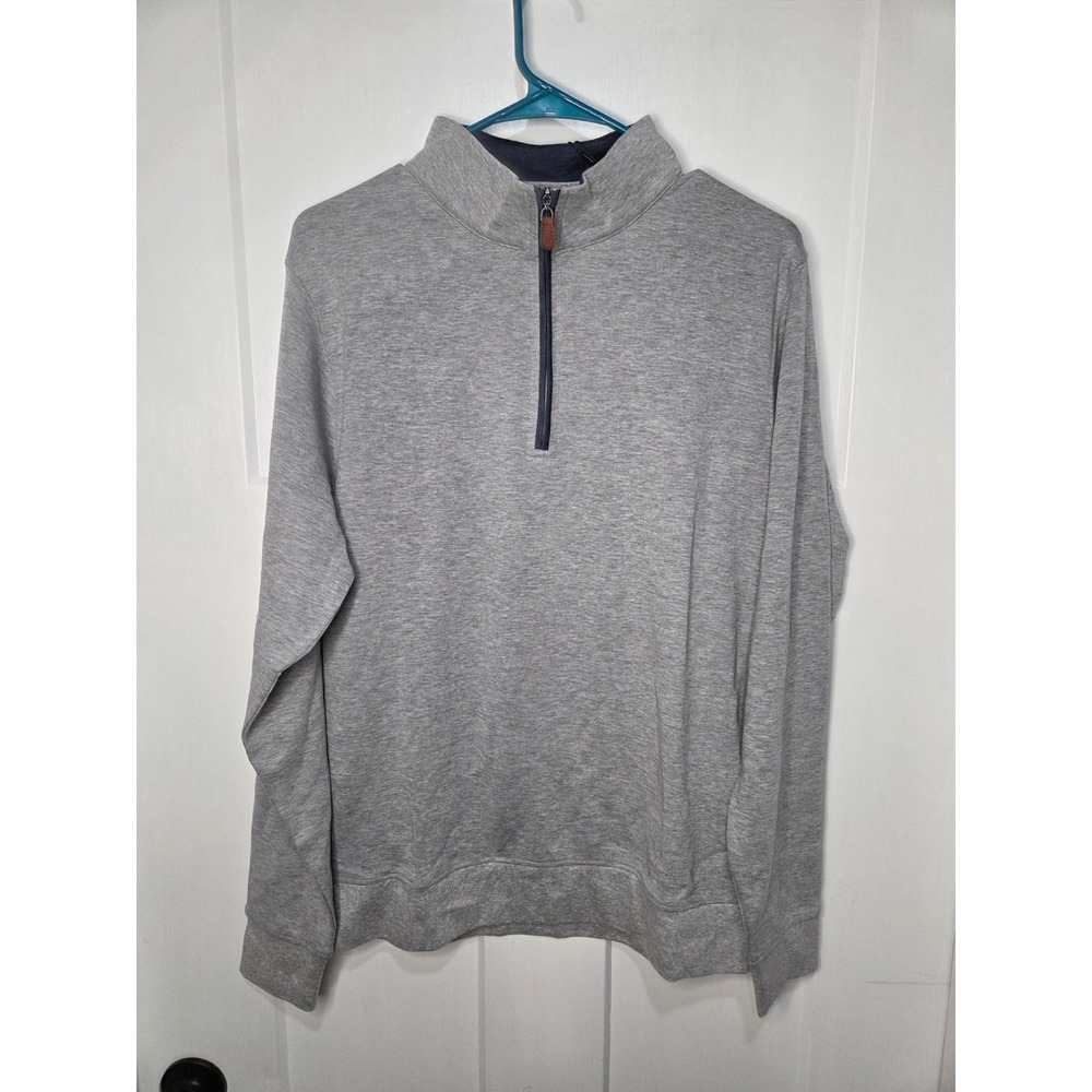 Collars & Co Mens Heather Grey Quarter Zip Pullover Sweater Mock Neck Medium NWT